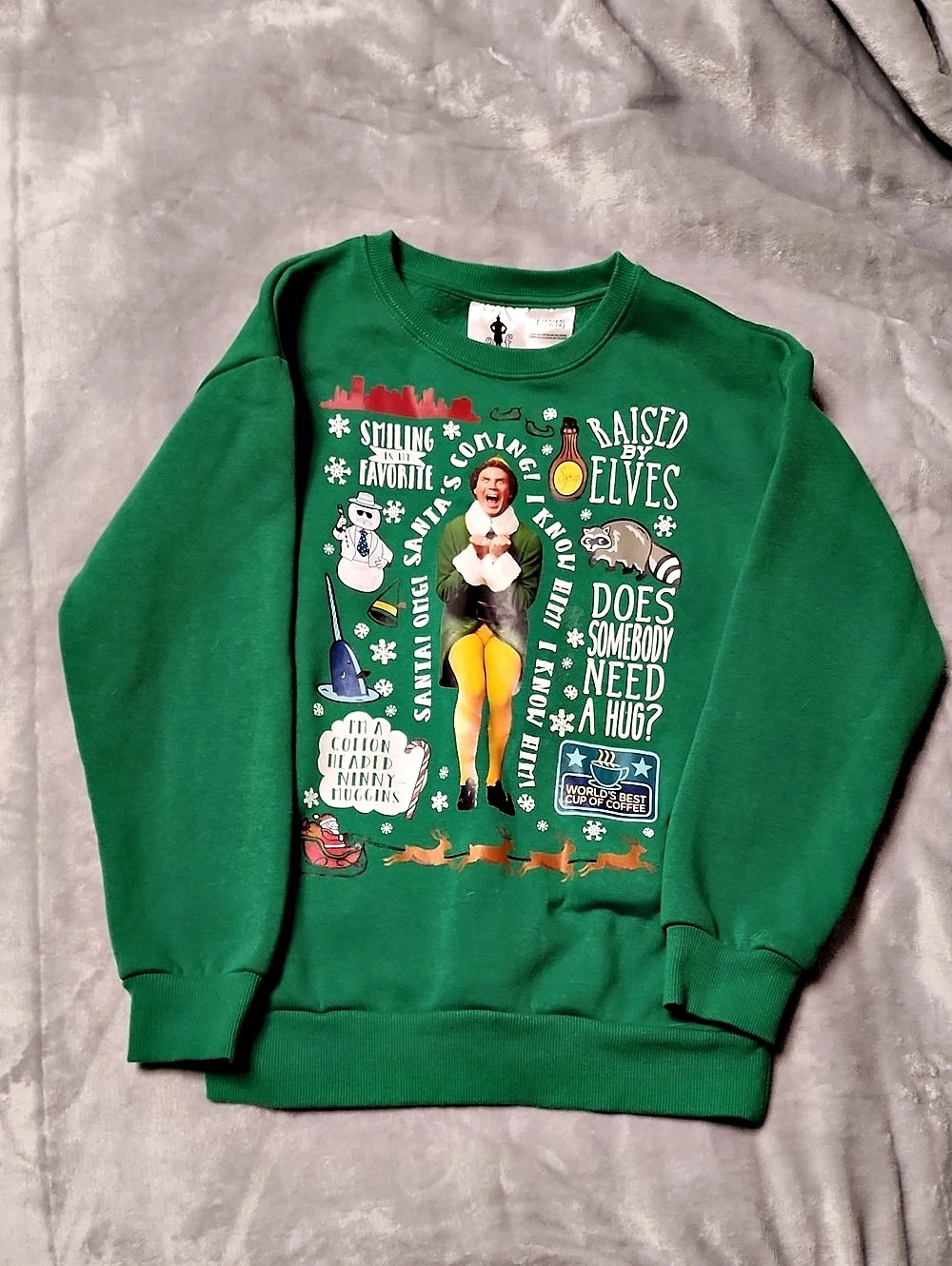 elf Christmas sweatshirt Christmas Graphic Sweatshirt Green Boys Large